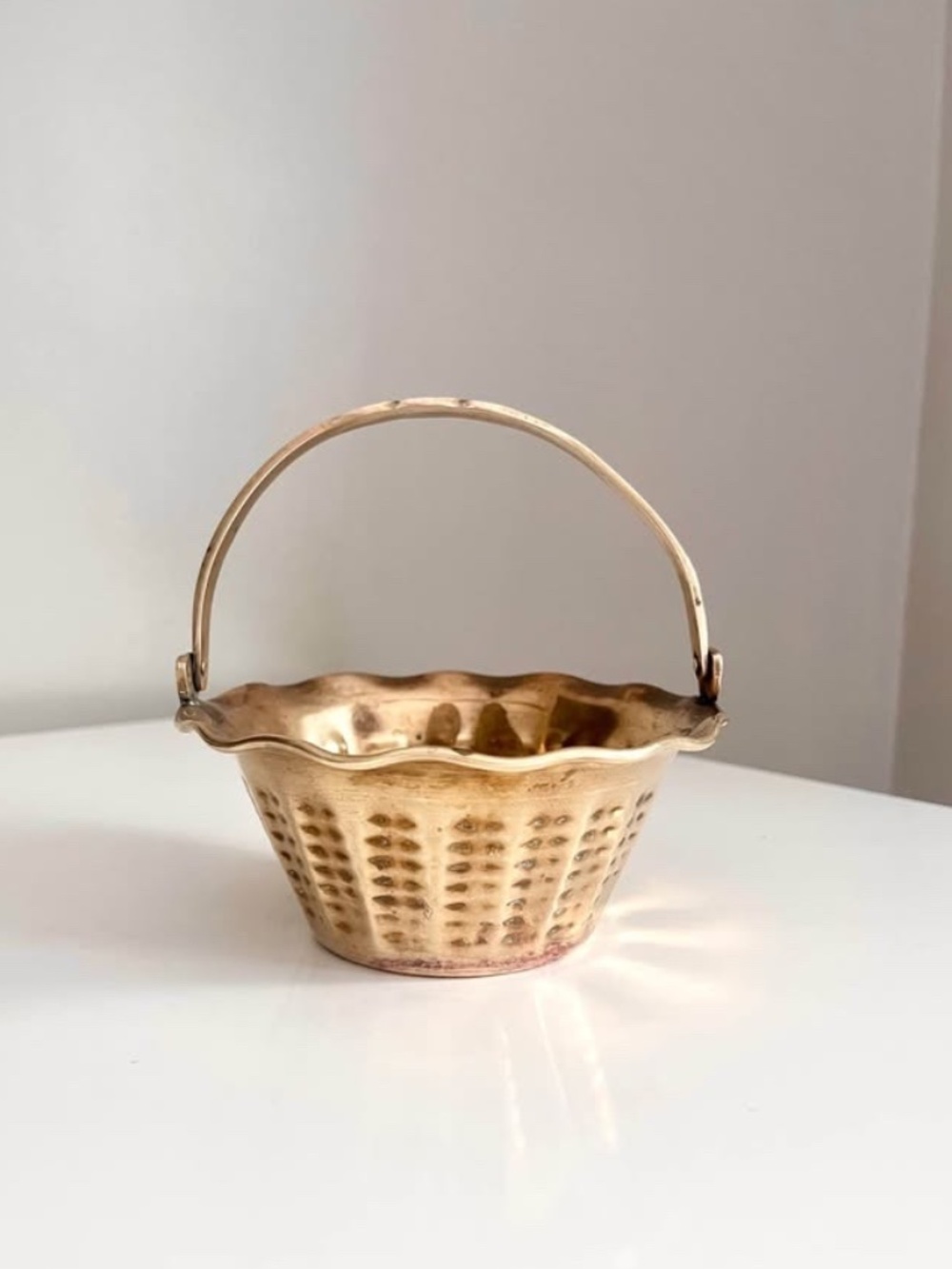 Vintage Small Brass Basket